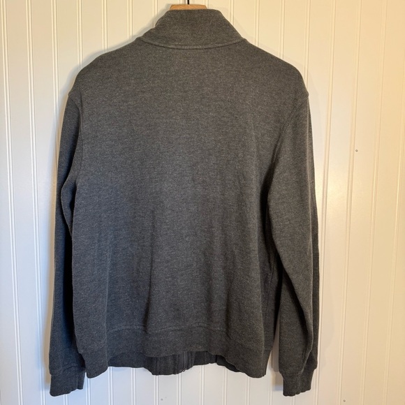 Tasso Elba Men's Charcoal Gray 100% Cotton Full Zip Sweater With Pockets Size M - Picture 6 of 10